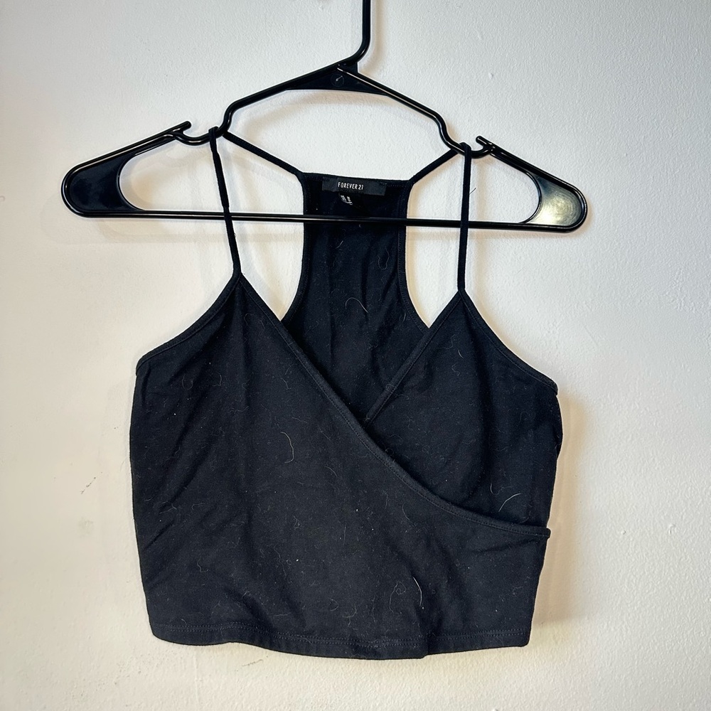 Black Women's Wrap Crop Top